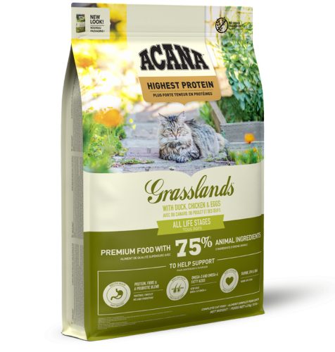 Acana Highest Protein Cat Grasslands Cat gabonamentes szárazeledel macskák részére 1,8 kg kacsa, csirke, pulyka