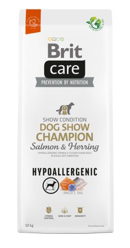 Brit Care Dog Hypoallergenic Dog Show Champion száraz kutyaeledel mozgékony kutyáknak 12 kg lazac