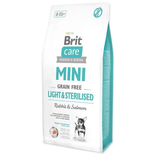 Brit Care Mini Grain Free Adult Light & Sterilised száraz kutyaeledel túlsúlyos, ivartalanított felnőtt kutyáknak 7 kg nyúl, lazac