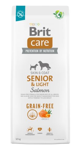 Brit Care Dog Grain Free Skin & Coat Senior Light száraz kutyaeledel idős vagy túlsúlyos kutyáknak 3 kg lazac