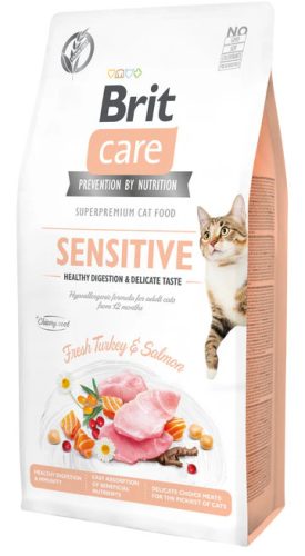 Brit Care Cat Grain Free Sensitive Healthy Digestion száraz macskaeledel érzékeny macskáknak 400 g friss pulyka lazaccal
