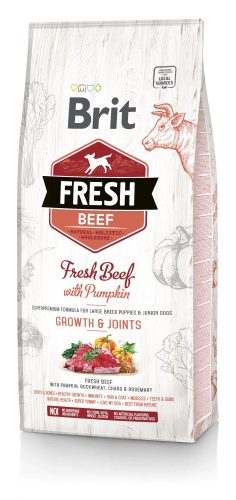 Brit Fresh Puppy & Junior Large Growth & Joints száraz kutyaeledel 12 kg friss marha sütőtökkel