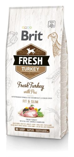 Brit Fresh Senior Fit & Slim száraz kutyaeledel 12 kg friss pulyka borsóval