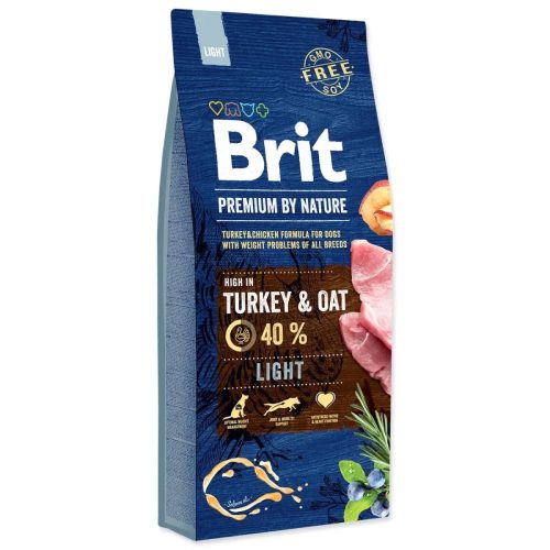 Brit Premium by Nature Light kutyatáp túlsúlyos kutyák részére 15 kg pulyka, zab