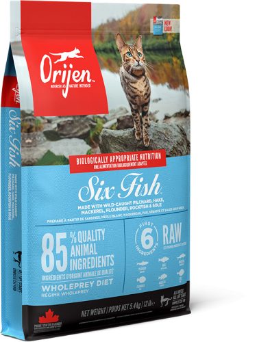 Orijen Six Fish száraz macskaeledel 1,8 kg szardínia, tőkehal, makréla