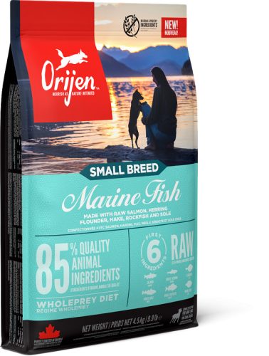 Orijen Small Marine Fish száraz kutyatáp kistesű kölyökkutyák részére 1,8 kg lazac, hering, tőkehal